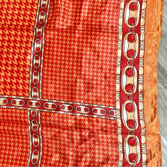 Equestrian houndstooth vibe boho satin scarf/wrap w country southwestern feel - Picture 11 of 15